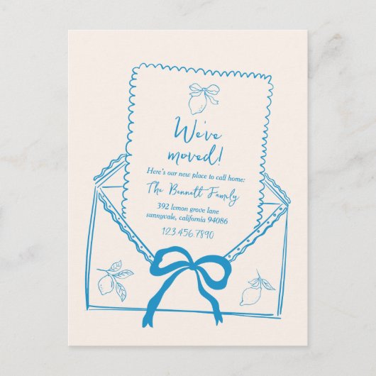 Hand Drawn Lemon Moving Announcement Briefkaart (Voorkant)