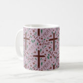 Hand-drawn Lenten Cross and Roses Mug Koffiemok (Voorkant links)