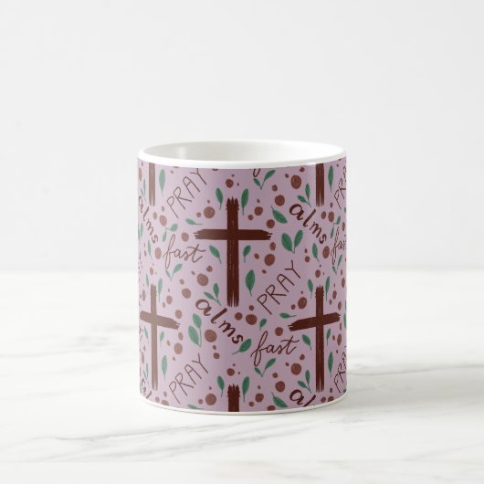 Hand-drawn Lenten Cross and Roses Mug Koffiemok (Center)