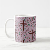 Hand-drawn Lenten Cross and Roses Mug Koffiemok (Links)