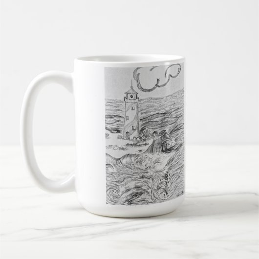 Hand drawn light House on mug Koffiemok (Links)