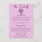 Hand Drawn Lilac Burgundy Floral Wedding Details Informatiekaartje (Voorkant)
