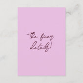 Hand Drawn Lilac Burgundy Floral Wedding Details Informatiekaartje (Achterkant)