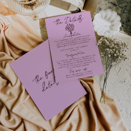 Hand Drawn Lilac Burgundy Floral Wedding Details Informatiekaartje