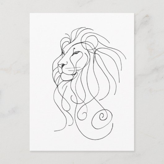 Hand Drawn Lion - Minimalist Line Art Briefkaart (Voorkant)