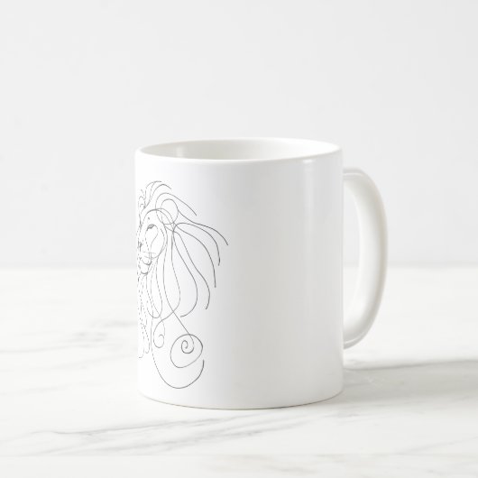 Hand Drawn Lion - Minimalist Line Art Koffiemok (Voorkant rechts)
