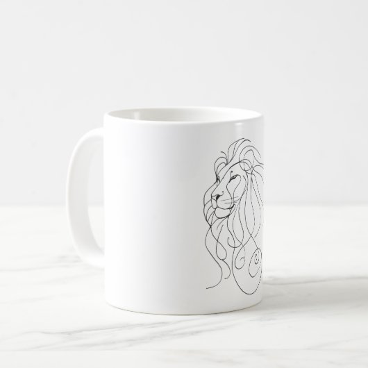 Hand Drawn Lion - Minimalist Line Art Koffiemok (Voorkant links)