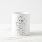Hand Drawn Lion - Minimalist Line Art Koffiemok (Center)