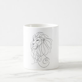 Hand Drawn Lion - Minimalist Line Art Koffiemok