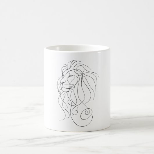 Hand Drawn Lion - Minimalist Line Art Koffiemok (Center)