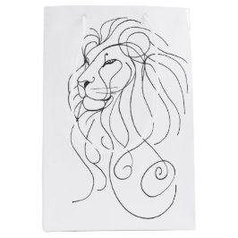 Hand Drawn Lion - Minimalist Line Art Medium Cadeauzakje