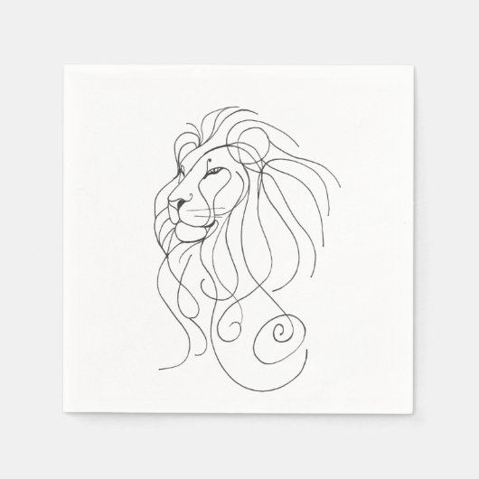 Hand Drawn Lion - Minimalist Line Art Servet (Voorkant)