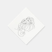 Hand Drawn Lion - Minimalist Line Art Servet (Hoek)