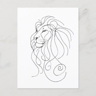 Hand Drawn Lion - Minimalist Line Art Uitnodiging Briefkaart
