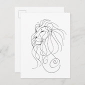 Hand Drawn Lion - Minimalist Line Art Uitnodiging Briefkaart (Voorkant / Achterkant)