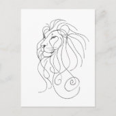 Hand Drawn Lion - Minimalist Line Art Uitnodiging Briefkaart (Voorkant)