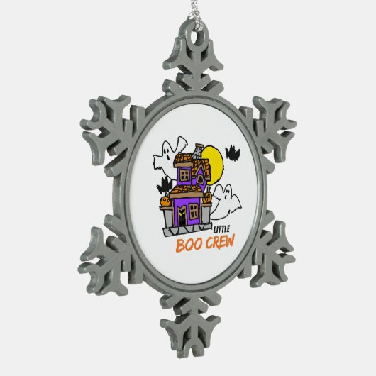 Hand Drawn Little Boo Crew Halloween Tin Sneeuwvlok Ornament (Links)