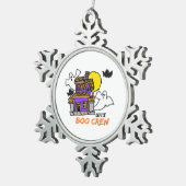 Hand Drawn Little Boo Crew Halloween Tin Sneeuwvlok Ornament (Rechts)