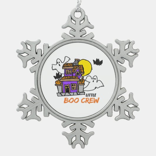 Hand Drawn Little Boo Crew Halloween Tin Sneeuwvlok Ornament (Voorkant)