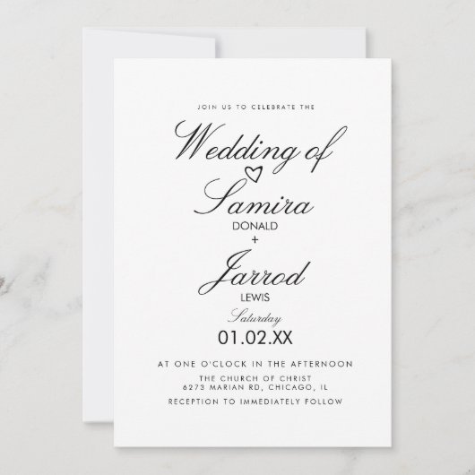 Hand Drawn Love and Hearts Doodle Wedding Kaart (Voorkant)