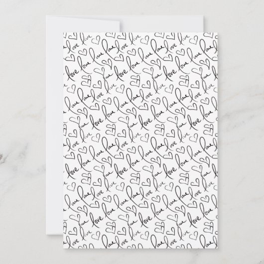 Hand Drawn Love and Hearts Doodle Wedding Kaart (Achterkant)