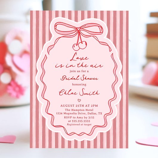 Hand Drawn Love Is In The Air Bow Bridal Shower Kaart