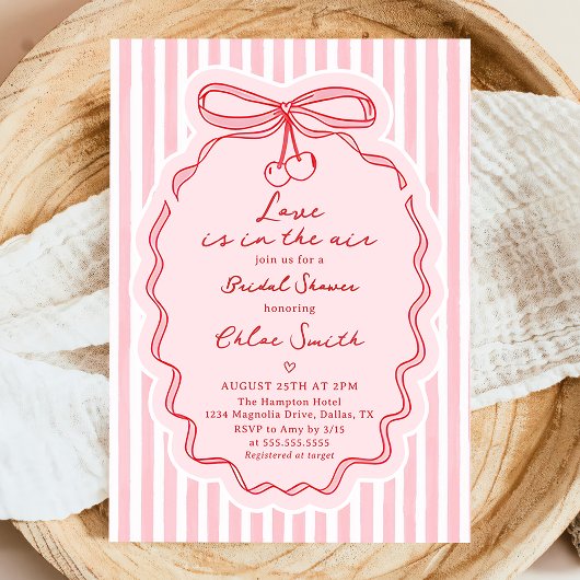 Hand Drawn Love Is In The Air Bow Bridal Shower Kaart