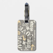 Hand Drawn Love Pattern Bagagelabel (Achterkant verticaal)