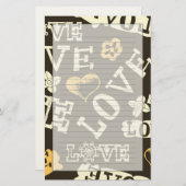 Hand Drawn Love Pattern Briefpapier (Voorkant / Achterkant)