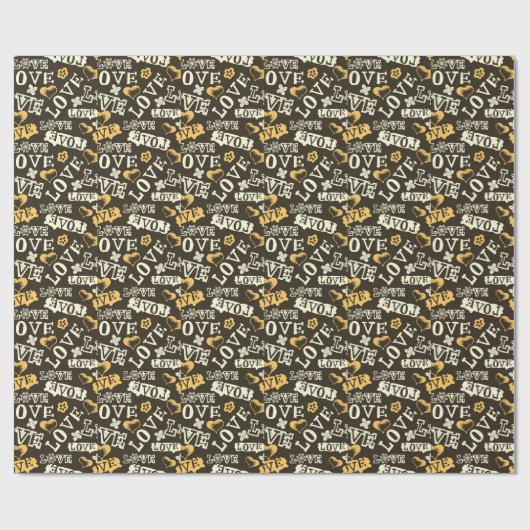 Hand Drawn Love Pattern Cadeaupapier (Vlak)