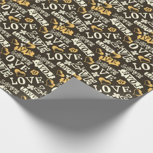 Hand Drawn Love Pattern Cadeaupapier (Hoek)