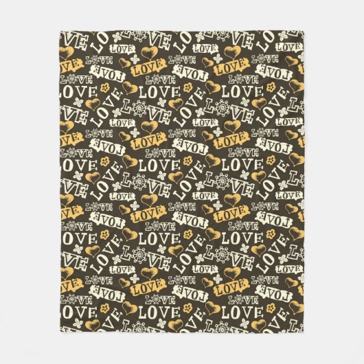 Hand Drawn Love Pattern Fleece Deken (Voorkant)