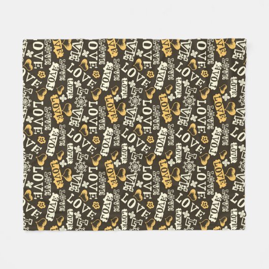 Hand Drawn Love Pattern Fleece Deken (Voorkant (Horizontaal))