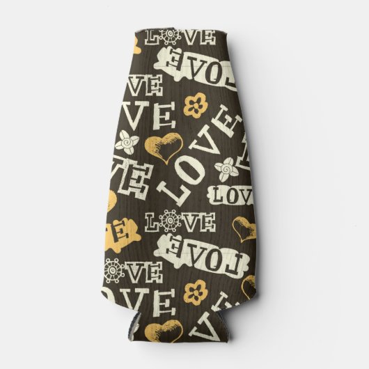 Hand Drawn Love Pattern Flesjeskoeler (Voorkant)