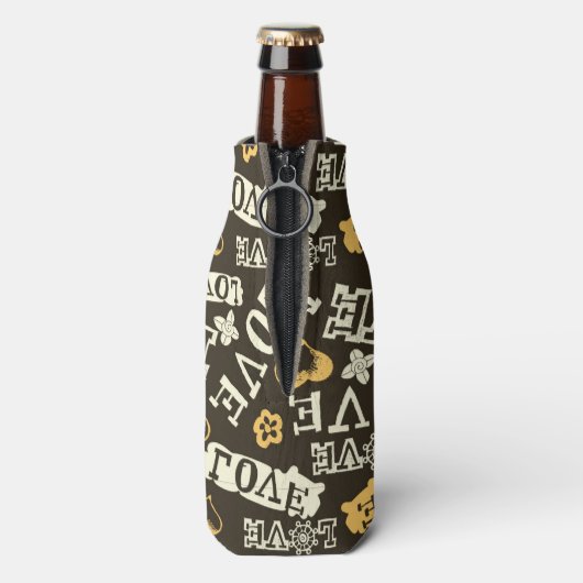 Hand Drawn Love Pattern Flesjeskoeler (Fles Achterkant)