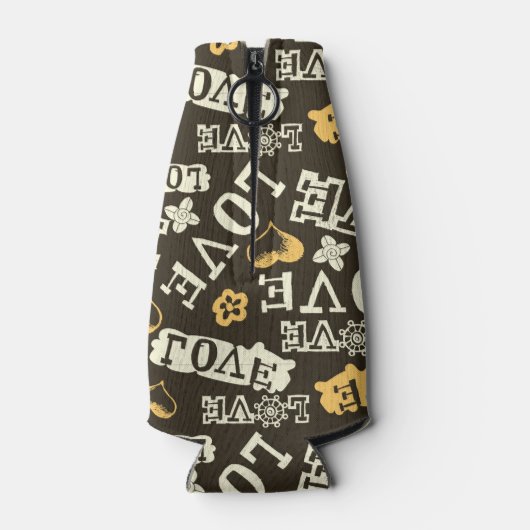 Hand Drawn Love Pattern Flesjeskoeler (Achterkant)