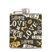 Hand Drawn Love Pattern Heupfles (Voorkant)