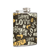 Hand Drawn Love Pattern Heupfles (Rechts)