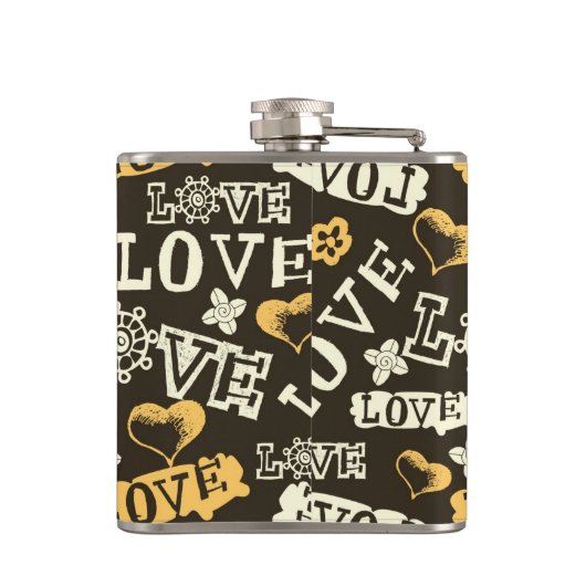 Hand Drawn Love Pattern Heupfles (Achterkant)