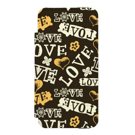 Hand Drawn Love Pattern Incipio iPhone Portemonnee Hoesje (Voorkant Agenda)