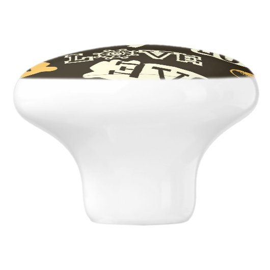 Hand Drawn Love Pattern Keramische Knop (Zijkant)