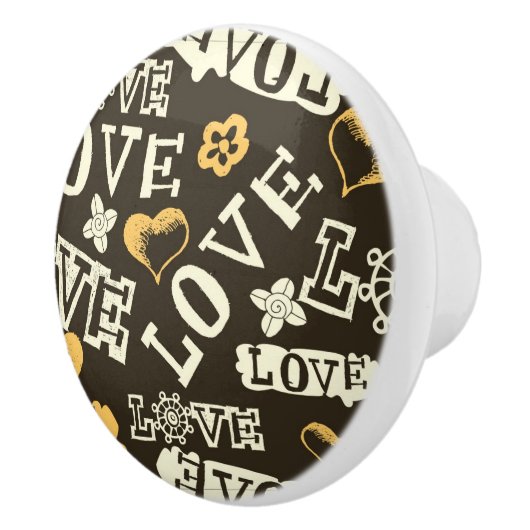 Hand Drawn Love Pattern Keramische Knop (Rechts)