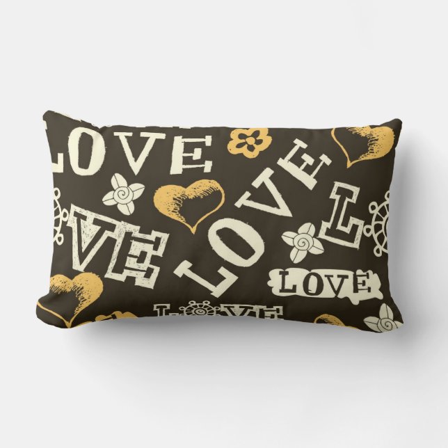 Hand Drawn Love Pattern Kussen (Voorkant)