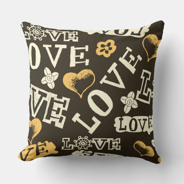 Hand Drawn Love Pattern Kussen (Voorkant)