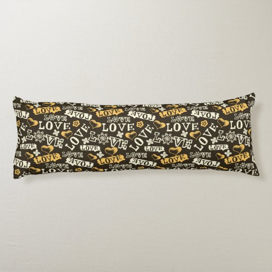 Hand Drawn Love Pattern Lichaamskussen (Achterkant)