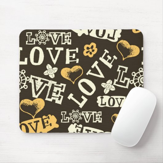 Hand Drawn Love Pattern Muismat (Met muis)