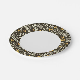 Hand Drawn Love Pattern Papieren Bordje