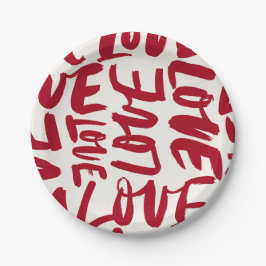 Hand-Drawn Love Pattern Playful Modern Romantic  Papieren Bordje