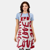 Hand-Drawn Love Pattern Playful Modern Romantic  Schort (Gedragen)