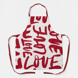 Hand-Drawn Love Pattern Playful Modern Romantic  Schort